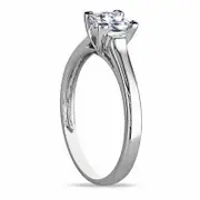 4.5.0mm Princess-Cut Lab-Created White Sapphire Solitaire Promise Ring in Solid 10K White Gold