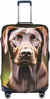 [Pvinnk] Brown Labrador Retriever Print Protective Luggage Cover Elastic Washable Suitcase Protector Travel Gear Protector, White, Small