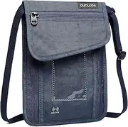 [DUOLUDA] Neck Pouch Hidden Passport Wallet RFID-Blocking for Women & Men - Security Organizer Bag for Cell Phone, Credit Cards, Cash and Travel Documents - Blue