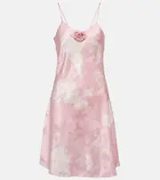 [Rodarte] Rodarte Printed silk slip minidress AU 14 pink