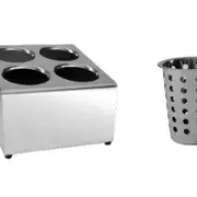 Stainless Steel Cutlery Holder with Baskets - 4 Holes Square
