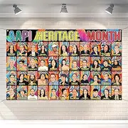 Buxiuer AAPI Heritage Month Photo Booth Backdrop Art Posters Banner Decoration School Classroom Bulletin Board Wall Decor