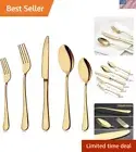 Exquisite Gold Silverware Set for 8 - Mirror Polished Stainless Steel Cutlery
