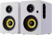 JSEIAJB Hi-fi Mode Computer Speaker TV Heavy Bass Instrument Bookshelf Active Speaker(White-Mountain peach7)