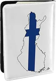 [JEJEA] Finnish Flag Map Print Travel Organizer Credit Cards Case Passport BookPassport Holder Cover Wallet forTraveling,, Black, One Size