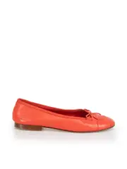 Red Leather CC Cap Toe Ballet Flats
