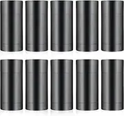 10 Pcs 75ml/2.5oz Empty Deodorant Containers Plastic Twist-up Filling Stick Refillable Round Bottom Fill Bottles Tubes for Homemade Natural Deodorant Lip Balm Soap - Black