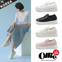 在飛比找momo購物網優惠-【OLLIE】韓國空運。舒壓穿搭4CM皮革厚底免綁帶圓頭包鞋