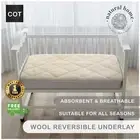 Natural Home All Season Wool Reversible Underlay Mattress Protector White Cot
