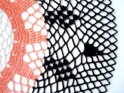 18" Handmade Crocheted Lt. Grey Lt. Orange n Black Colored Thread Round Doily