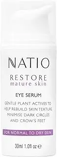 Natio Australia Restore Eye Serum 30ml - Minimises Dark Circles and Crow's Feet - Eye Treatment for Mature Skin - Hyaluronate, Jojoba, Hazelnut, Cucumber, Aloe Vera & Calendula - Made in Australia