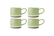 4PK Mikasa 320ml Textured Ombre Coffee Mug Cup Stoneware Drinkware w Handle GRN