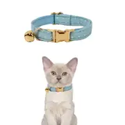 ANYWAGS Cat Collar Dotted Light Blue Large with Safety Buckle, Bell, and Durable Strap Stylish and Comfortable Pet Accessory