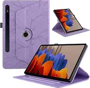 [TEDTIKJT] Case for Samsung Galaxy Tab S10 Ultra/Tab S9 Ultra/Tab S8 Ultra 14.6 Inch 2024/2023/2022 Protective Leather 360° Rotating Multi-Angle Stand Tree Flip Protective Tablet Case Purple