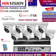 Hikvison 4K Dual Mic 8MP IP Camera+DS-7608NXI-K2/8P 8CH 8POE NVR CCTV System Lot