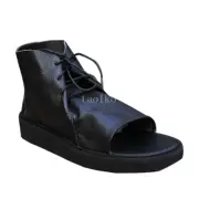 45 Gladiators Roman Style Lace Up Real Leather Mens Open Toe Sandals Ankle Boots