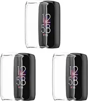 FitTurn 3 Packs Screen Protector intended for Fitbit Luxe Fitness and Wellness Tracker Ultra Slim Soft Full Cover Case Repalement Accessories -Soft, Convenient and Practical (Clear-3pack)
