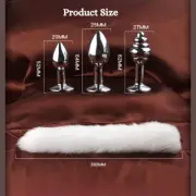 Butt Anal Plug Metal Plugs Jewel Silver Tear Drop 3 Sizes Sex fox tail