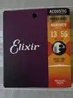 Elixir 16102 Acoustic Guitar Strings Nanoweb Med 13-56 Phos Bronze