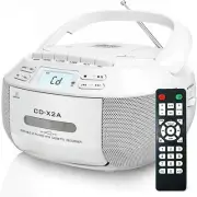 Portable CD Player, Boombox Cassette Player Combo with Bluetooth, FM Radio