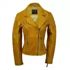 Womens Vintage Slim Fitted Soft Real Leather Ladies Biker Jacket UK Size 6 – 24
