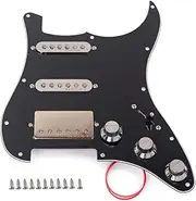 Alnicov Loaded Prewired Pickguard Set SSH Alnico V Single Coil Humbucker Pickups，for Fender Strat ST Electric Guitar Replacement，Black