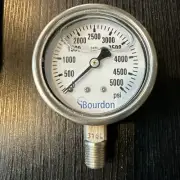 BOURDON MEX3-D52.H37/0133 Pressure Gauge,0 to 5000 psi Range 437U68