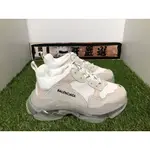 高品質 BALENCIAGA 巴黎世家 TRIPLE S 白 白灰 乳白 水晶底 冰底 透明底 老爹鞋 運動鞋 男女