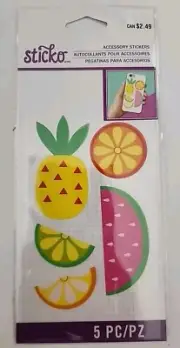Melon Pineapple Mylar Stickers Sticko 5 Piece Phone Laptop Tablet Decoration