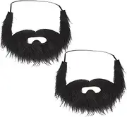 Dense Fake Beard Elastic Band 2pcs Mustache Toy for Party Halloween Decor Cosplay Fun Props
