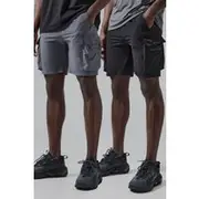 Mens Multi Man Active Lightweight 2 Pack 5inch Cargo Shorts