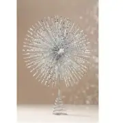 Anthropologie Silver Starburst Tree Topper NEW Glitter Christmas Holiday Retro