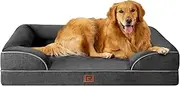 EHEYCIGA Memory Foam Dog Sofa Bed, Orthopedic Waterproof Extra Large Dog Beds with Removable Cover, Pet Dog Bed Withe Sides, Dark Grey, 112x81x16cm