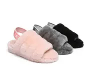 AUSTRALIAN SHEPHERD® UGG Women Slingback Fluffy Slides Puffy - Grey / AU Ladies 7 / AU Men 5 / EU 38