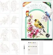 Watercolor Postcards - Travel Watercolor Kit with Palette and Brush - Tri-Fold Multifunctional Art Supplies with 12 Colors for Adult Students Painters