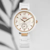 在飛比找momo購物網優惠-【NATURALLY JOJO】小秒針 陶瓷時尚腕錶-白珍珠