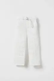 ZARA KIDS GIRL PATCHWORK EMBROIDERY PANTS WHITE SZ 13-14 6032/568