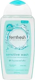 Femfresh Sensitive Intimate Wash 250ml - Fragrance & Colour-Free, With Lotus Flower & Bamboo Extracts, pH & Microbiome Balanced, 94% Natural Origin Ingredients, Soap-Free Gentle Feminine Cleanser