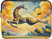 Joitme Whimsical Giraffe Sky Orange Women's Laptop Bag 15.6 Inch, Comprehensive Protection, Laptop Purse for Women