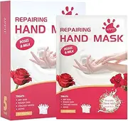 Moisturising Hand Mask for Dry Hands, Hand Moisturising Gloves - Hand Masks Hand Care Spa Treatment Intensive Repair for Extremely Dry, Cracked Hands - 5 Packs, Rose & Milk