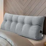 Wenqik Wedge Pillow Queen Triangular Headboard Bed Reading Backrest Back Support Long Pillow with Removable Cover for Dorm Room Supplies Housewarming Gift(Gray)