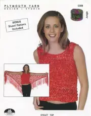 Eyelet Top and Shawl - Plymouth Yarn KNITTING PATTERN S308 - Jungle Ribbon 34-42