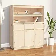 Solid Pine Wood Highboard, 89x40x116.5 cm, with Ample Storage for Hallway, Living Room Organization