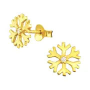 Gold Snowflake Stud Earrings