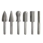 6pcs 6mm Shank High Speed Steel Rotary File Burrs Bit Grinder Head Carving Tool Set