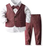 [YUN HAO] Baby Boys Toddler Dress Suit Clothes Sets Bowtie Shirts Pants Gentleman Outfits Suits 12 Months 5 Years