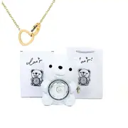 Eternal Rose Teddy Bear Gift Box with Necklace (White Gold)