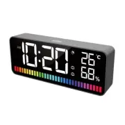 LED Alarm Clock Spectrum Pickup Electronic Clock Temperature & Humidity &6874