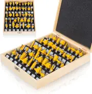 LEATBUY 43 PCS Router Bit Set 1/2-Inch Shank, Panel Cabinet Door Router Bits, Wo