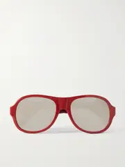 [CELINE Eyewear] CELINE Eyewear - Aviator-style Acetate And Leather Sunglasses - Red - One size One size Red